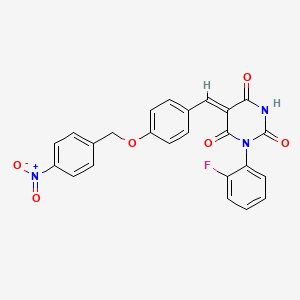 molecular formula C24H16FN3O6 B5012580 (5Z)-1-(2-fluorophenyl)-5-[[4-[(4-nitrophenyl)methoxy]phenyl]methylidene]-1,3-diazinane-2,4,6-trione 