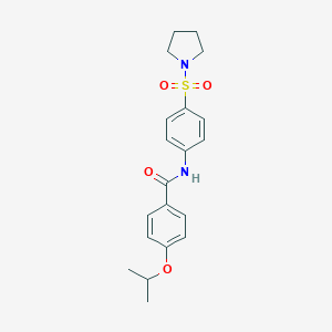 molecular formula C20H24N2O4S B501260 4-isopropoxy-N-[4-(1-pyrrolidinylsulfonyl)phenyl]benzamide 