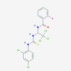 2-fluoro-N-[2,2,2-trichloro-1-({[(2,4-dichlorophenyl)amino]carbonothioyl}amino)ethyl]benzamide