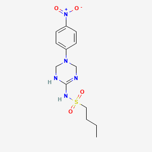 N-[5-(4-nitrophenyl)-1,3,5-triazinan-2-ylidene]-1-butanesulfonamide