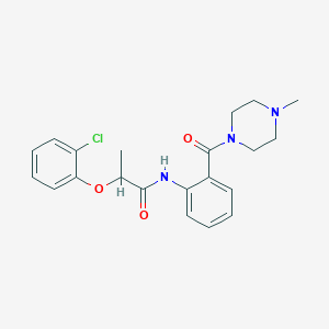 molecular formula C21H24ClN3O3 B501266 2-(2-chlorophenoxy)-N-{2-[(4-methyl-1-piperazinyl)carbonyl]phenyl}propanamide 