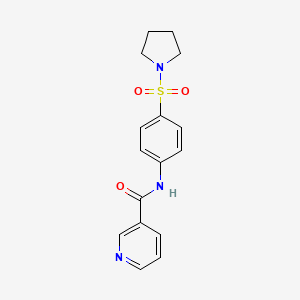 molecular formula C16H17N3O3S B5012695 N-[4-(1-pyrrolidinylsulfonyl)phenyl]nicotinamide 