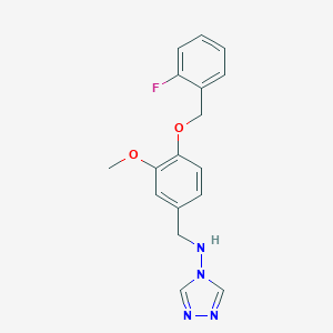 molecular formula C17H17FN4O2 B501277 N-{4-[(2-fluorobenzyl)oxy]-3-methoxybenzyl}-4H-1,2,4-triazol-4-amine 