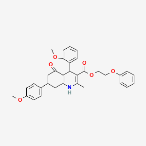 molecular formula C33H33NO6 B5012799 2-phenoxyethyl 4-(2-methoxyphenyl)-7-(4-methoxyphenyl)-2-methyl-5-oxo-1,4,5,6,7,8-hexahydro-3-quinolinecarboxylate 