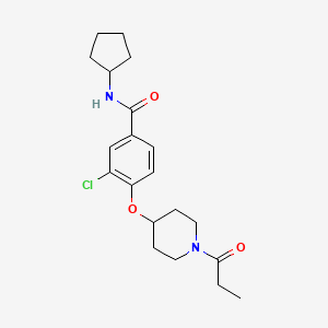 molecular formula C20H27ClN2O3 B5012813 3-chloro-N-cyclopentyl-4-[(1-propionyl-4-piperidinyl)oxy]benzamide 