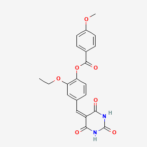 molecular formula C21H18N2O7 B5012817 2-ethoxy-4-[(2,4,6-trioxotetrahydro-5(2H)-pyrimidinylidene)methyl]phenyl 4-methoxybenzoate 