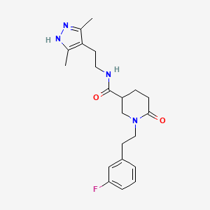 N-[2-(3,5-dimethyl-1H-pyrazol-4-yl)ethyl]-1-[2-(3-fluorophenyl)ethyl]-6-oxo-3-piperidinecarboxamide