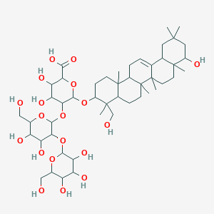 molecular formula C48H78O19 B050129 (2S,3S,4S,5R,6R)-6-[[(3S,4S,4aR,6aR,6bS,8aR,9R,12aS,14aR,14bR)-9-hydroxy-4-(hydroxymethyl)-4,6a,6b,8a,11,11,14b-heptamethyl-1,2,3,4a,5,6,7,8,9,10,12,12a,14,14a-tetradecahydropicen-3-yl]oxy]-5-[(2S,3R,4S,5R,6R)-4,5-dihydroxy-6-(hydroxymethyl)-3-[(2S,3R,4S,5S,6R)-3,4,5-trihydroxy-6-(hydroxymethyl)oxan-2-yl]oxyoxan-2-yl]oxy-3,4-dihydroxyoxane-2-carboxylic acid CAS No. 114590-20-4