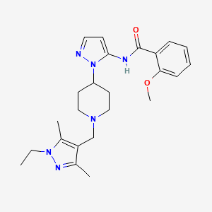 molecular formula C24H32N6O2 B5012901 N-(1-{1-[(1-ethyl-3,5-dimethyl-1H-pyrazol-4-yl)methyl]-4-piperidinyl}-1H-pyrazol-5-yl)-2-methoxybenzamide 