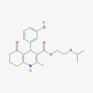 molecular formula C22H27NO5 B5012912 2-(Propan-2-yloxy)ethyl 4-(3-hydroxyphenyl)-2-methyl-5-oxo-1,4,5,6,7,8-hexahydroquinoline-3-carboxylate 