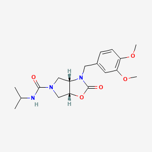 (3aS,6aR)-3-[(3,4-dimethoxyphenyl)methyl]-2-oxo-N-propan-2-yl-3a,4,6,6a-tetrahydropyrrolo[3,4-d][1,3]oxazole-5-carboxamide