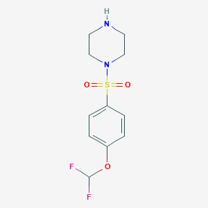 molecular formula C11H14F2N2O3S B501299 Difluoromethyl 4-(1-piperazinylsulfonyl)phenyl ether 