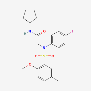 molecular formula C21H25FN2O4S B5013020 N-cyclopentyl-2-(4-fluoro-N-(2-methoxy-5-methylphenyl)sulfonylanilino)acetamide 