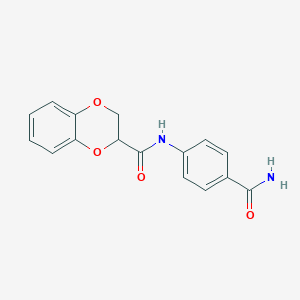 molecular formula C16H14N2O4 B5013062 N-[4-(aminocarbonyl)phenyl]-2,3-dihydro-1,4-benzodioxine-2-carboxamide CAS No. 5856-51-9