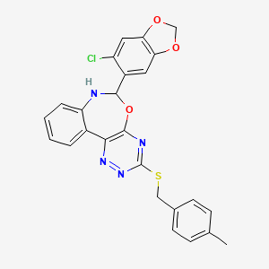 6-(6-Chloro-1,3-benzodioxol-5-yl)-3-[(4-methylphenyl)methylsulfanyl]-6,7-dihydro-[1,2,4]triazino[5,6-d][3,1]benzoxazepine