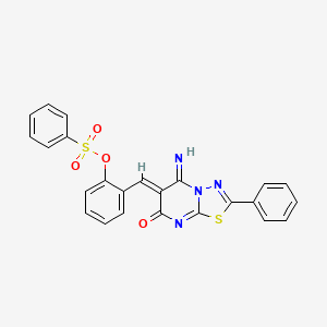 2-[(5-imino-7-oxo-2-phenyl-5H-[1,3,4]thiadiazolo[3,2-a]pyrimidin-6(7H)-ylidene)methyl]phenyl benzenesulfonate