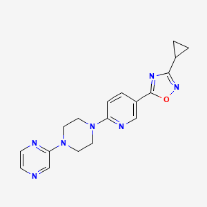 molecular formula C18H19N7O B5013208 2-{4-[5-(3-cyclopropyl-1,2,4-oxadiazol-5-yl)-2-pyridinyl]-1-piperazinyl}pyrazine 