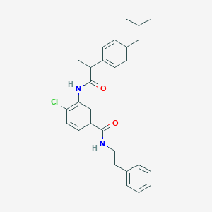 molecular formula C28H31ClN2O2 B501325 4-chloro-3-{[2-(4-isobutylphenyl)propanoyl]amino}-N-(2-phenylethyl)benzamide 