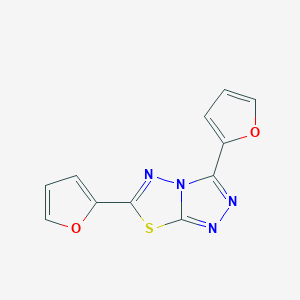 molecular formula C11H6N4O2S B501334 3,6-Bis(2-furanyl)-[1,2,4]triazolo[3,4-b][1,3,4]thiadiazole CAS No. 73014-98-9