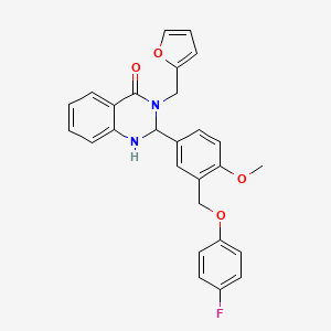 molecular formula C27H23FN2O4 B5013354 2-{3-[(4-fluorophenoxy)methyl]-4-methoxyphenyl}-3-(2-furylmethyl)-2,3-dihydro-4(1H)-quinazolinone 