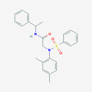 molecular formula C24H26N2O3S B5013358 2-[N-(benzenesulfonyl)-2,4-dimethylanilino]-N-(1-phenylethyl)acetamide 