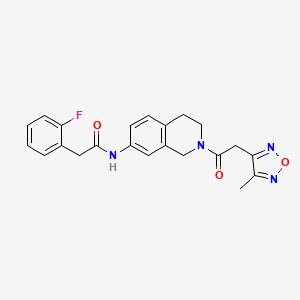 molecular formula C22H21FN4O3 B5013359 2-(2-fluorophenyl)-N-{2-[(4-methyl-1,2,5-oxadiazol-3-yl)acetyl]-1,2,3,4-tetrahydro-7-isoquinolinyl}acetamide 