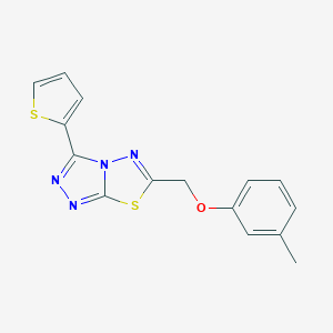 molecular formula C15H12N4OS2 B501341 6-[(3-Methylphenoxy)methyl]-3-(2-thienyl)[1,2,4]triazolo[3,4-b][1,3,4]thiadiazole 