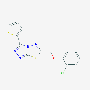 molecular formula C14H9ClN4OS2 B501342 6-[(2-Chlorophenoxy)methyl]-3-(2-thienyl)[1,2,4]triazolo[3,4-b][1,3,4]thiadiazole 
