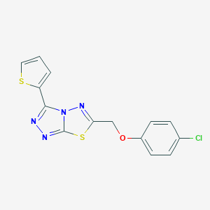 molecular formula C14H9ClN4OS2 B501343 6-[(4-Chlorophenoxy)methyl]-3-(2-thienyl)[1,2,4]triazolo[3,4-b][1,3,4]thiadiazole CAS No. 878435-59-7