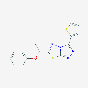 molecular formula C15H12N4OS2 B501344 6-(1-Phenoxyethyl)-3-(thiophen-2-yl)[1,2,4]triazolo[3,4-b][1,3,4]thiadiazole 