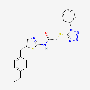 molecular formula C21H20N6OS2 B5013454 N-[5-(4-ethylbenzyl)-1,3-thiazol-2-yl]-2-[(1-phenyl-1H-tetrazol-5-yl)thio]acetamide 