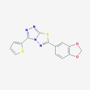 molecular formula C14H8N4O2S2 B501346 6-(1,3-Benzodioxol-5-yl)-3-(2-thienyl)[1,2,4]triazolo[3,4-b][1,3,4]thiadiazole CAS No. 878435-95-1