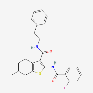 molecular formula C25H25FN2O2S B5013462 2-[(2-fluorobenzoyl)amino]-6-methyl-N-(2-phenylethyl)-4,5,6,7-tetrahydro-1-benzothiophene-3-carboxamide 