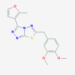 molecular formula C17H16N4O3S B501348 6-(3,4-Dimethoxybenzyl)-3-(2-methyl-3-furyl)[1,2,4]triazolo[3,4-b][1,3,4]thiadiazole 