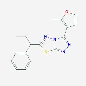 molecular formula C17H16N4OS B501350 3-(2-Methyl-3-furyl)-6-(1-phenylpropyl)[1,2,4]triazolo[3,4-b][1,3,4]thiadiazole 
