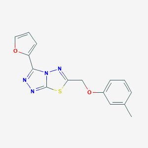 molecular formula C15H12N4O2S B501353 [3-(2-Furyl)[1,2,4]triazolo[3,4-b][1,3,4]thiadiazol-6-yl]methyl 3-methylphenyl ether 