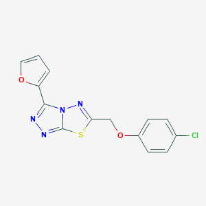 molecular formula C14H9ClN4O2S B501355 6-[(4-Chlorophenoxy)methyl]-3-(2-furyl)[1,2,4]triazolo[3,4-b][1,3,4]thiadiazole CAS No. 877780-26-2