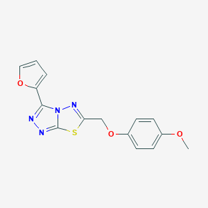 molecular formula C15H12N4O3S B501357 3-(2-Furyl)-6-[(4-methoxyphenoxy)methyl][1,2,4]triazolo[3,4-b][1,3,4]thiadiazole CAS No. 850188-91-9