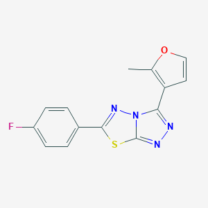 molecular formula C14H9FN4OS B501359 6-(4-Fluorophenyl)-3-(2-methyl-3-furyl)[1,2,4]triazolo[3,4-b][1,3,4]thiadiazole 