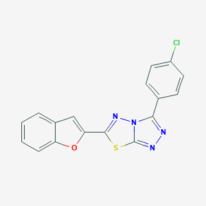 molecular formula C17H9ClN4OS B501364 6-(1-Benzofuran-2-yl)-3-(4-chlorophenyl)[1,2,4]triazolo[3,4-b][1,3,4]thiadiazole 