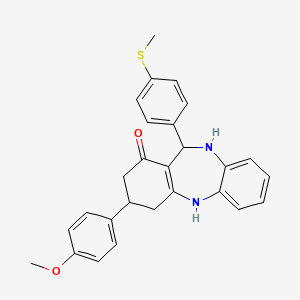 molecular formula C27H26N2O2S B5013686 3-(4-methoxyphenyl)-11-[4-(methylthio)phenyl]-2,3,4,5,10,11-hexahydro-1H-dibenzo[b,e][1,4]diazepin-1-one 