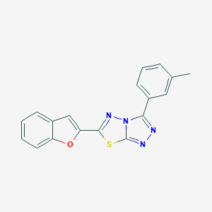 molecular formula C18H12N4OS B501369 6-(1-Benzofuran-2-yl)-3-(3-methylphenyl)[1,2,4]triazolo[3,4-b][1,3,4]thiadiazole 