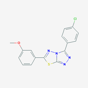 molecular formula C16H11ClN4OS B501370 3-(4-Chlorophenyl)-6-(3-methoxyphenyl)[1,2,4]triazolo[3,4-b][1,3,4]thiadiazole CAS No. 799807-23-1