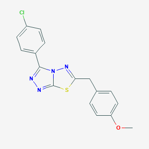 molecular formula C17H13ClN4OS B501371 3-(4-Chlorophenyl)-6-(4-methoxybenzyl)[1,2,4]triazolo[3,4-b][1,3,4]thiadiazole CAS No. 895332-94-2