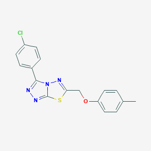 molecular formula C17H13ClN4OS B501372 3-(4-Chlorophenyl)-6-[(4-methylphenoxy)methyl][1,2,4]triazolo[3,4-b][1,3,4]thiadiazole CAS No. 850750-36-6