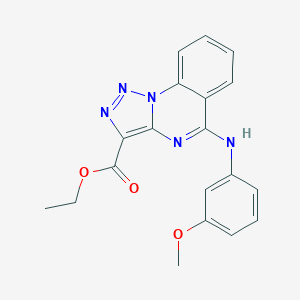 molecular formula C19H17N5O3 B501373 Ethyl 5-(3-methoxyanilino)[1,2,3]triazolo[1,5-a]quinazoline-3-carboxylate 