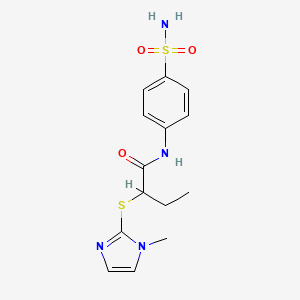 molecular formula C14H18N4O3S2 B5013751 2-[(1-methyl-1H-imidazol-2-yl)sulfanyl]-N-(4-sulfamoylphenyl)butanamide 