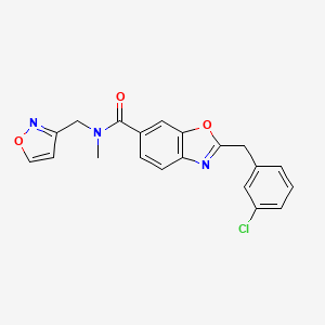 molecular formula C20H16ClN3O3 B5013874 2-(3-chlorobenzyl)-N-(3-isoxazolylmethyl)-N-methyl-1,3-benzoxazole-6-carboxamide 