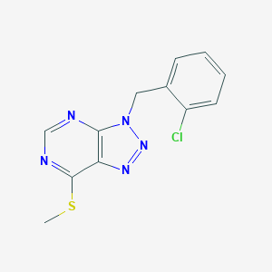 molecular formula C12H10ClN5S B501389 7-(Methylthio)-3-(2-chlorobenzyl)-3H-1,2,3-triazolo[4,5-d]pyrimidine 