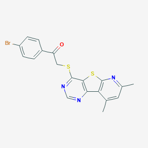 molecular formula C19H14BrN3OS2 B501392 1-(4-Bromophenyl)-2-[(7,9-dimethylpyrido[3',2':4,5]thieno[3,2-d]pyrimidin-4-yl)sulfanyl]ethanone 